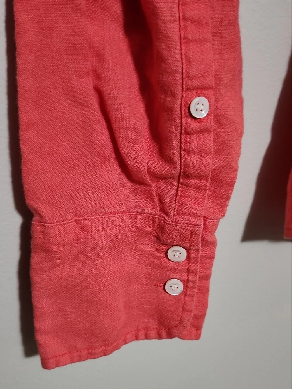 J.Crew Coral Red Baird McNutt Irish Linen Perfect Shirt Button Down Slim Fit 6T